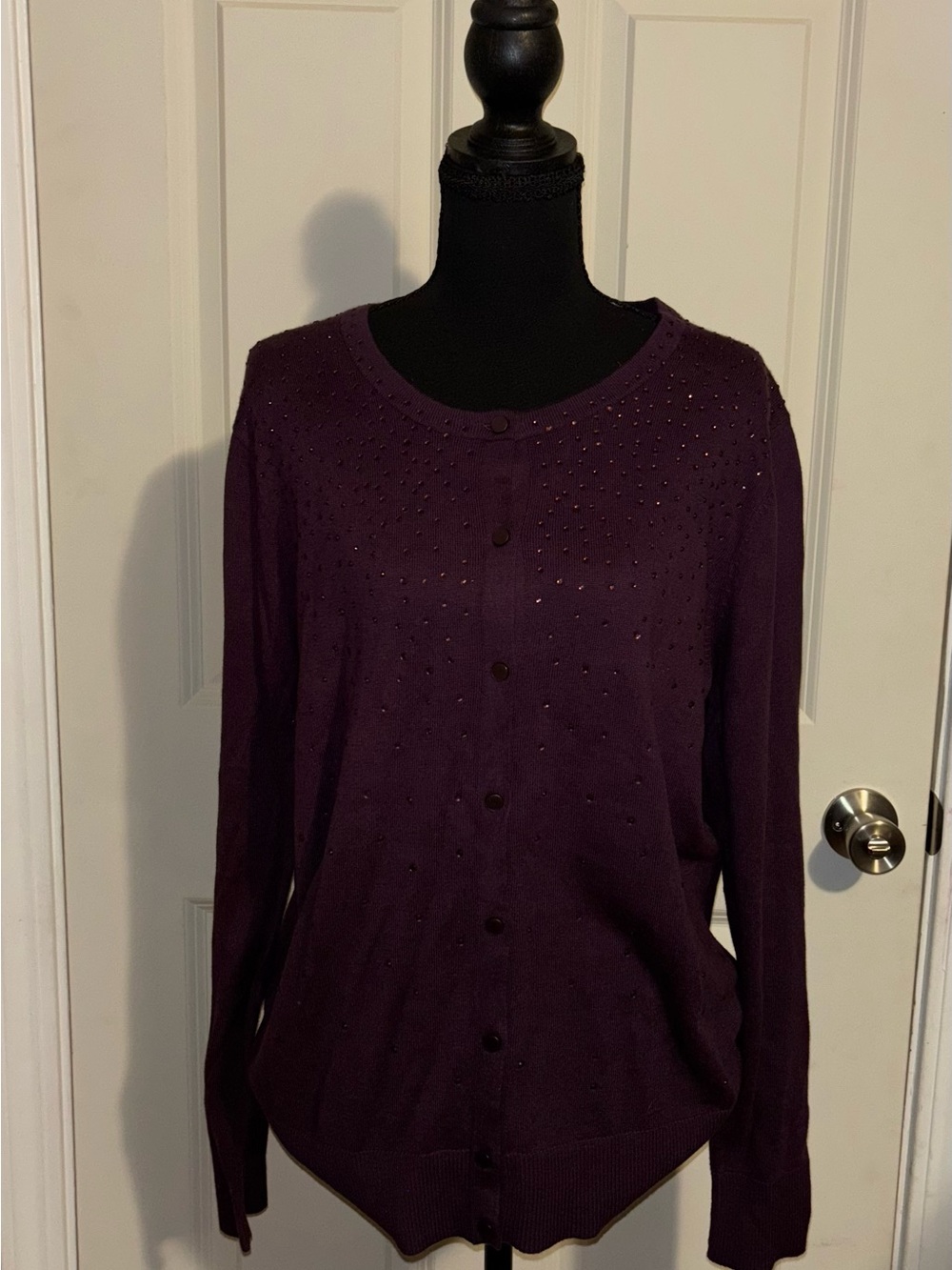 Merona Purple Embellished Button-Front Cardigan